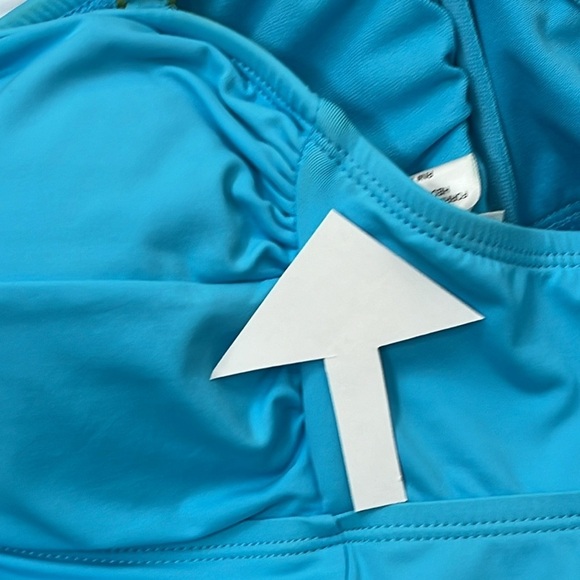 Cole of California Tankini Swim Top Mesh Removable Strap Pads Aqua Blue Size S - Picture 4 of 11